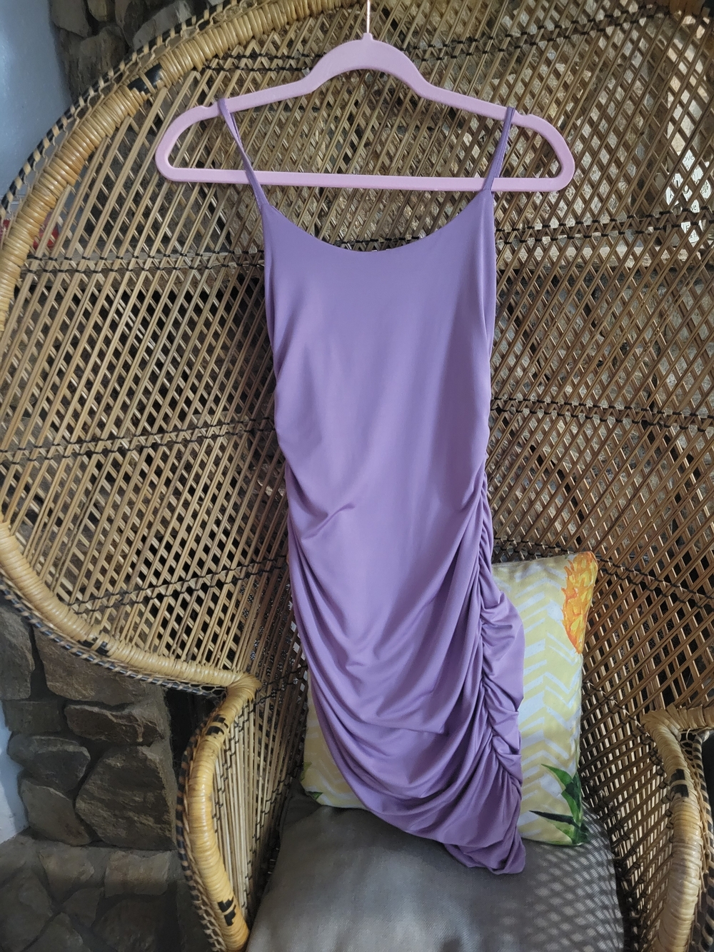SHEIN Lavender Asymmetrical Ruched Slip Dress